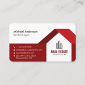 Modern minimalistisch onroerend goed rood visitekaartje (Voorkant)