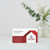 Modern minimalistisch onroerend goed rood visitekaartje (Staand voorkant)