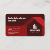 Modern minimalistisch onroerend goed rood visitekaartje (Achterkant)