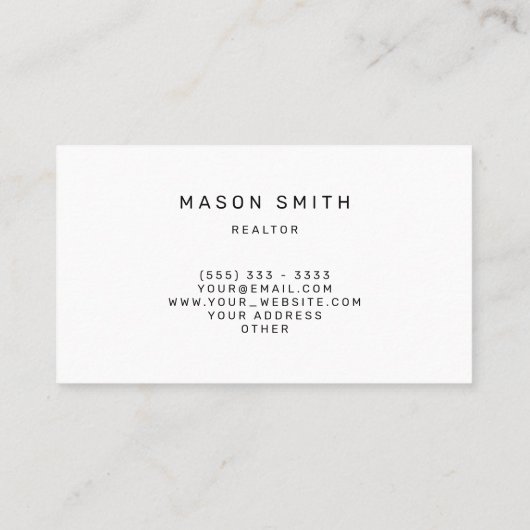 Modern minimalistisch onroerend goed visitekaartje (Achterkant)