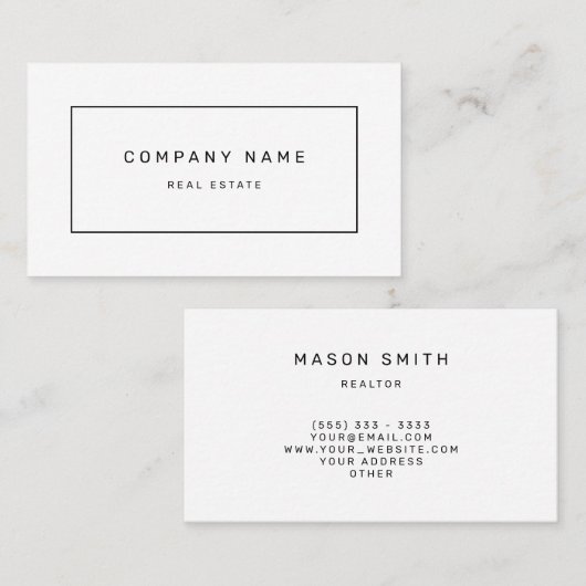 Modern minimalistisch onroerend goed visitekaartje (Voorkant / Achterkant)