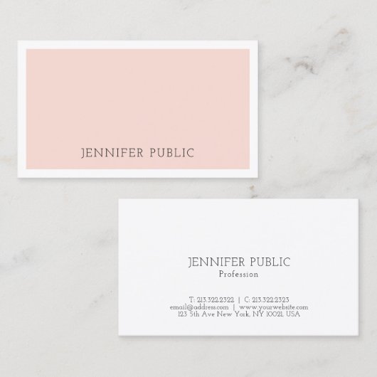 Modern minimalistisch ontwerp Blush Pink Trendy Visitekaartje (Voorkant / Achterkant)