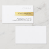 Modern minimalistisch ontwerp Elegant goud wit eff Visitekaartje (Voorkant / Achterkant)