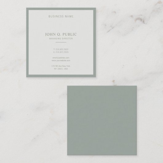 Modern minimalistisch ontwerp Elegant groen Sophis Vierkante Visitekaartje (Voorkant / Achterkant)