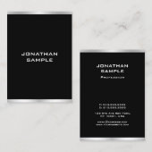 Modern minimalistisch ontwerp: zwart en zilver visitekaartje (Voorkant / Achterkant)