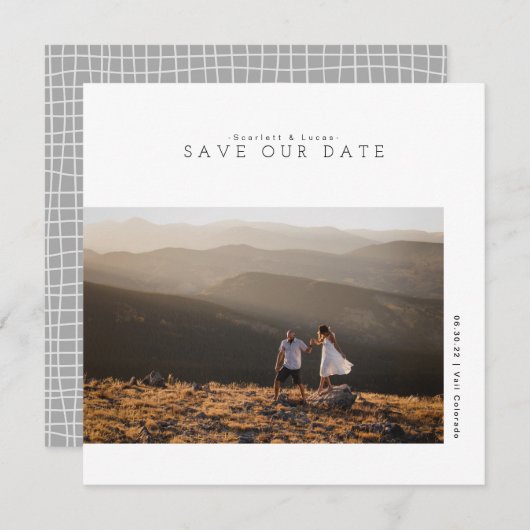 Modern minimalistisch | Onze datumfotokaart opslaa Save The Date (Voorkant / Achterkant)