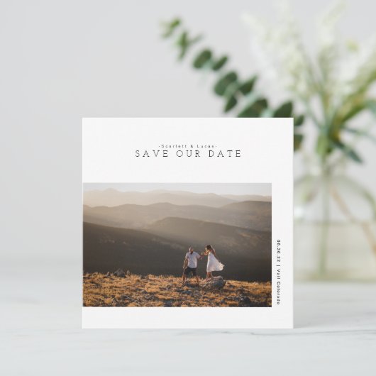 Modern minimalistisch | Onze datumfotokaart opslaa Save The Date (Staand voorkant)