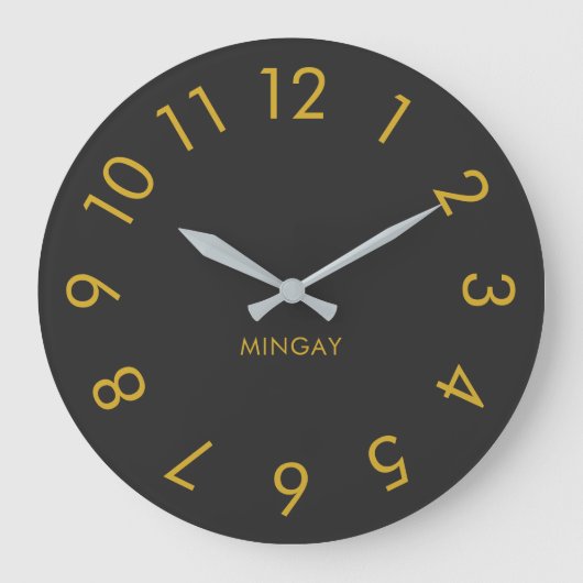 Modern minimalistisch, op maat gemaakt, vast grijs grote klok (Voorkant)