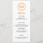 Modern minimalistisch Oranje huwelijk MENU (Voorkant)