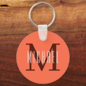 Modern minimalistisch Oranje monogram Initiaal & n Sleutelhanger (Voorkant)