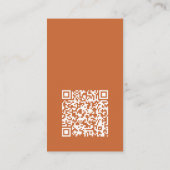 Modern Minimalistisch Oranje Verticaal Logo QR Cod Visitekaartje (Achterkant)