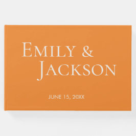 Modern minimalistisch Oranje withuwelijk Gastenboek