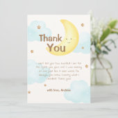 Modern minimalistisch over de maan Baby shower Bedankkaart (Staand voorkant)