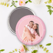 Modern minimalistisch paar foto roze bruiloft guns magneet