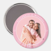 Modern minimalistisch paar foto roze bruiloft guns magneet (Voorkant / Achterkant)