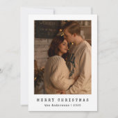 Modern minimalistisch paar foto zwarte kerst feestdagenkaart (Voorkant)