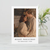 Modern minimalistisch paar foto zwarte kerst feestdagenkaart (Staand voorkant)