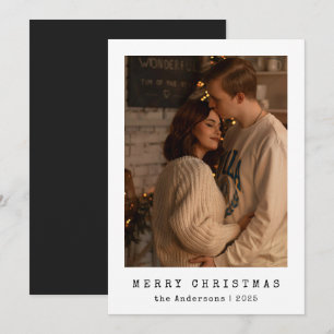 Modern minimalistisch paar foto zwarte kerst feestdagenkaart