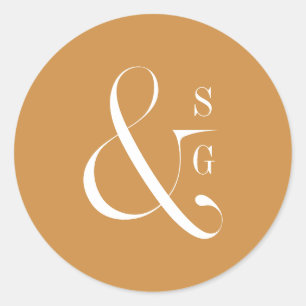 Modern minimalistisch paar monogram goud ronde sticker