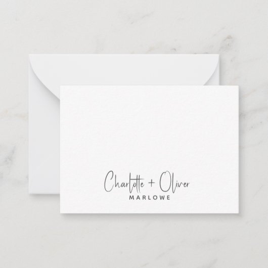 Modern minimalistisch paar naam monogram notitiekaartje (Voorkant)