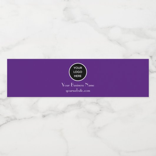 Modern Minimalistisch Paars Aangepast logo Modern Waterfles Etiket (Enkel label)