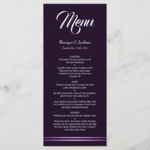 Modern minimalistisch Paars bruiloft menu
