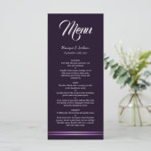 Modern minimalistisch Paars bruiloft menu (Staand voorkant)