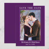 Modern minimalistisch Paars Save The Date (Voorkant / Achterkant)