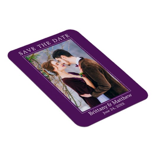 Modern minimalistisch Paars sparen de Datum Magneet (Rechterzijde)