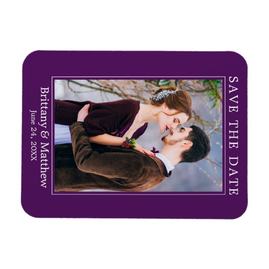 Modern minimalistisch Paars sparen de Datum Magneet (Horizontaal)