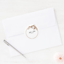 Modern Minimalistisch Pampas Gras Boeket Bruiloft Ronde Sticker