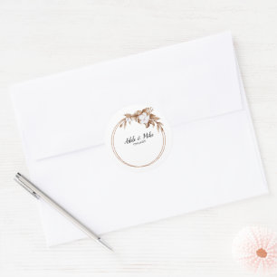 Modern Minimalistisch Pampas Gras Boeket Bruiloft Ronde Sticker