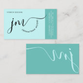 Modern minimalistisch pasteelblauw monogram visitekaartje (Voorkant / Achterkant)