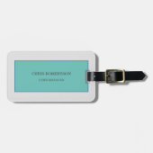 Modern minimalistisch platenblauw grijs Jouw naam Bagagelabel (Voorkant horizontaal)