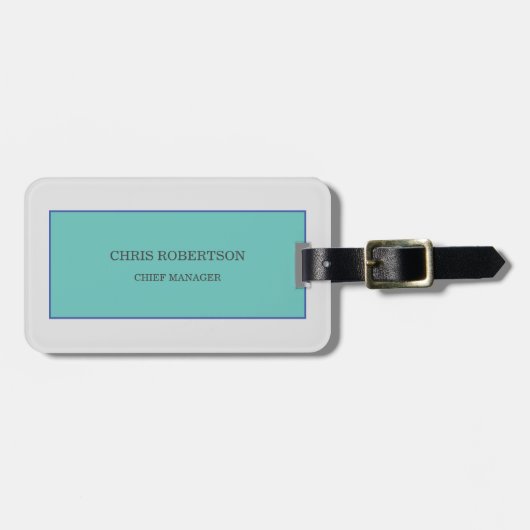 Modern minimalistisch platenblauw grijs Jouw naam  Bagagelabel (Voorkant horizontaal)