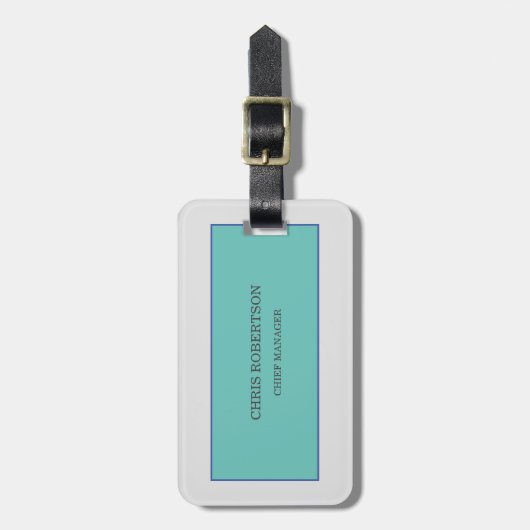 Modern minimalistisch platenblauw grijs Jouw naam Bagagelabel (Voorkant verticaal)