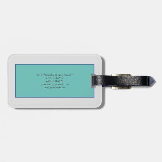 Modern minimalistisch platenblauw grijs Jouw naam  Bagagelabel (Achterkant horizontaal)