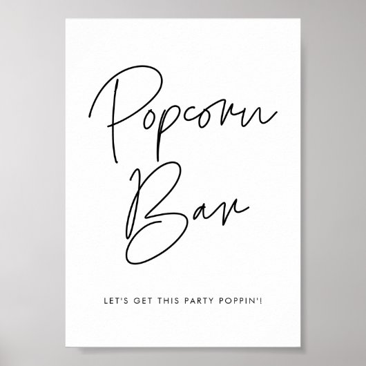 Modern minimalistisch popcorn bar teken poster (Voorkant)