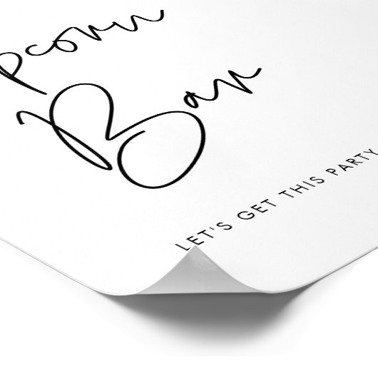 Modern minimalistisch popcorn bar teken poster (Hoek)