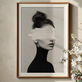 Modern minimalistisch portret Abstracte verfkwast Poster