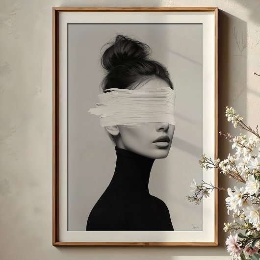 Modern minimalistisch portret Abstracte verfkwast Poster