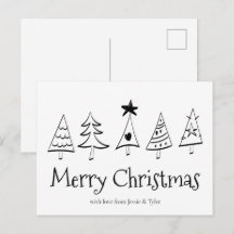 Modern Minimalistisch Prettig Kerstmis Zwart & Wit