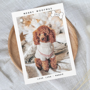 Modern Minimalistisch Prettig Woofmas Feestdagenkaart