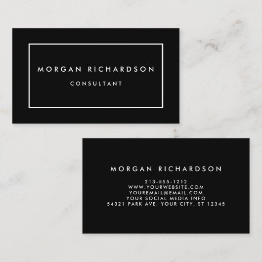Modern minimalistisch Professional Elegant White B Visitekaartje (Voorkant / Achterkant)