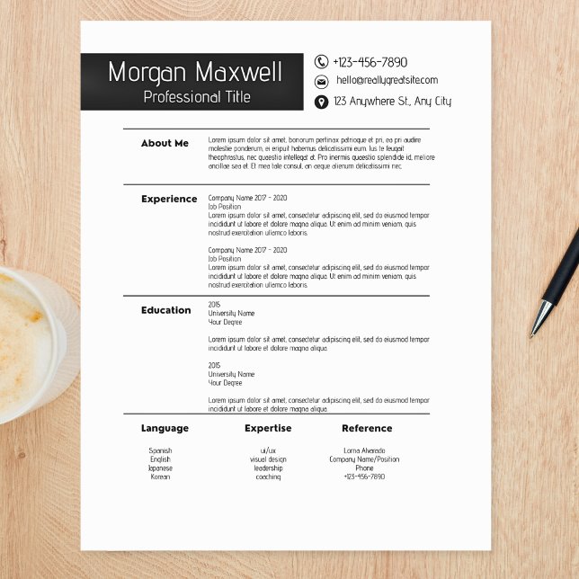 Modern Minimalistisch Professioneel CV-sjabloon Briefhoofd (Creator heeft geüpload)