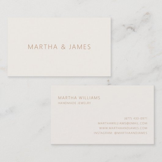 Modern minimalistisch professioneel elegant ivoorg visitekaartje (Voorkant / Achterkant)