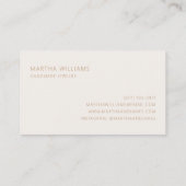 Modern minimalistisch professioneel elegant ivoorg visitekaartje (Achterkant)