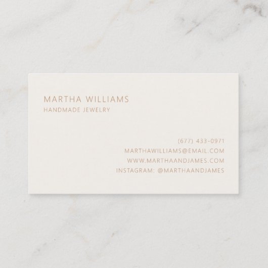 Modern minimalistisch professioneel elegant ivoorg visitekaartje (Achterkant)