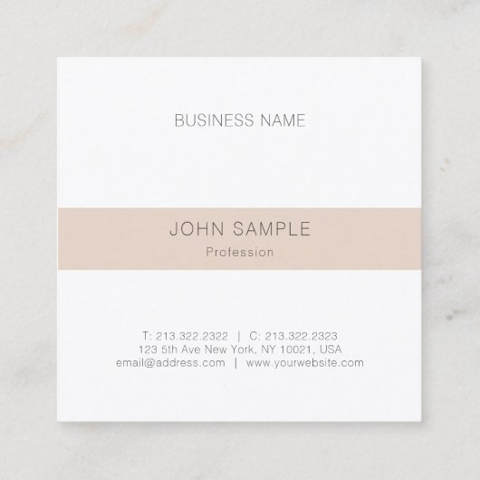 Modern minimalistisch professioneel elegant monogr vierkante visitekaartje (Achterkant)