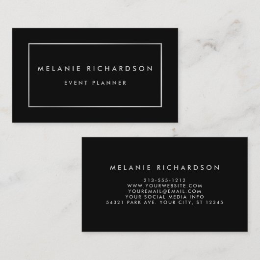 Modern minimalistisch professioneel elegant Silver Visitekaartje (Voorkant / Achterkant)